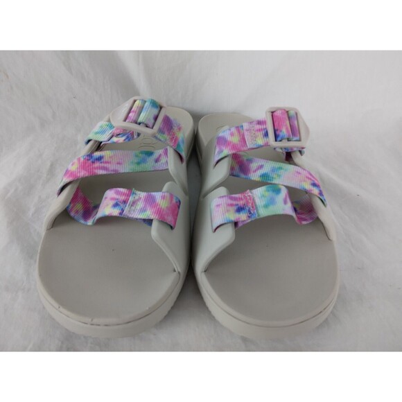 Chaco Chillos Sandals Slides Pink Blue Green Yellow Tye Dye Girls Youth Size 6 - Picture 2 of 9